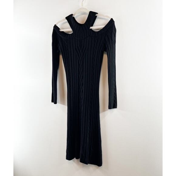 Anne Fontaine Amandine Long Sleeve Knit Dress With Shoulder Cutouts Black Small - Picture 8 of 14